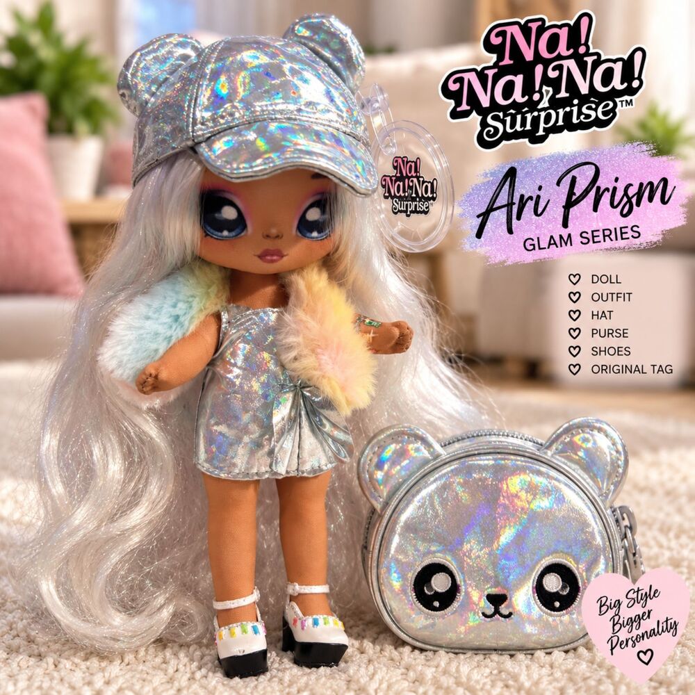 Na! Na! Na! Surprise Ari Prism Glam Series Doll + Metallic Bear Purse